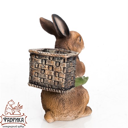 Кашпо для растений Заяц с корзиной