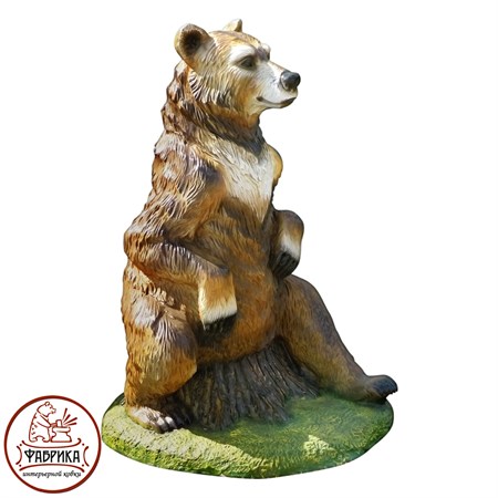Садовая фигура из полистоуна Медведица на пне большая F07147