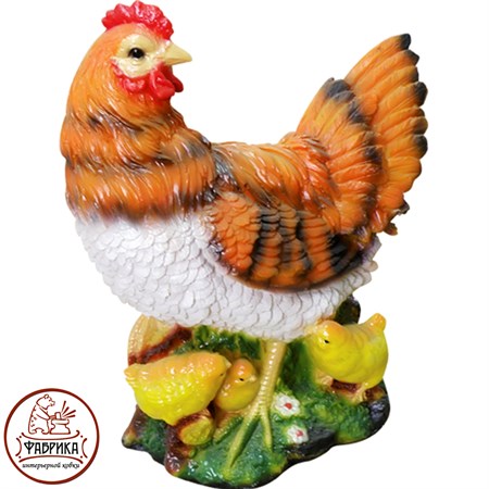 Садовая фигура из полистоуна Курица с цыплятами F01212